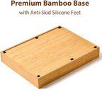 Umilife Large Kitchen Drawer Organizer, 19"x19" Silverware Utensils Organizer, 2.5" High for Large Deep Drawers, Bamboo Flatware Holder with Thick Frames, Sturdy Kitchen Organization Tray