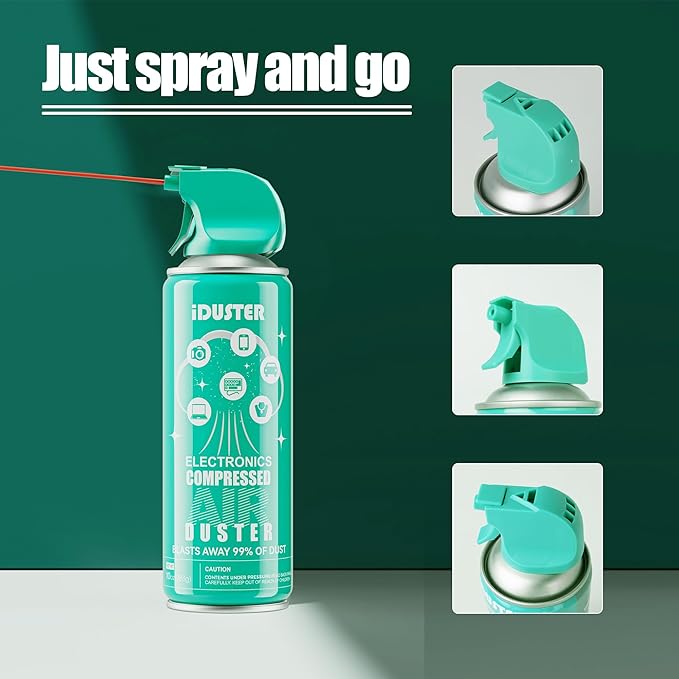 iDuster Keyboard Cleaner Air Spray - Canned Air for PS5, Computer, PC, Keyboard, Electronics, 3PCS(10oz)