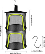 2 Layer Herb Drying Rack, Small Herb Drying Rack Hanging Mesh, Foldable Fish Drying Net with U-Shaped Zipper, Hooks, for Drying Herbs Plants, Flowers, Fruits, Food, Camping(2 Layers-11.81'')