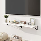 Fun Memories Floating Shelves for Wall, 12 Inch Deep Floating Shelves Set of 2, 24W x 12D Large Wall Shelf with Sturdy Metal Brackets for Living Room, Bathroom, Bedroom and Kitchen, White
