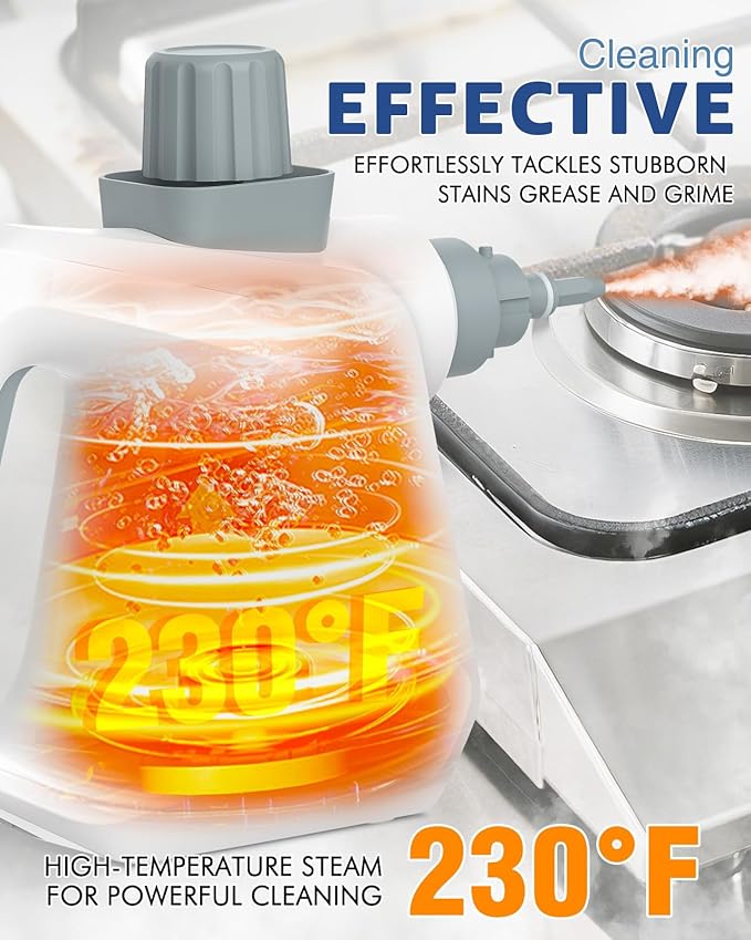 Pressurized Deep Cleaning Handheld Steam Cleaner for Home, Multi-Purpose Natural Steamer with 10 PCS Accessories for Kitchen, Car Detailing, Furniture, Bathroom, Floor, Tile and Grout