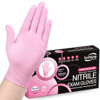 Nitrile Disposable Gloves - Medical Exam Gloves, Latex-Free, Pink, Powder-Free, 50-ct Box (Small)