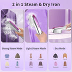 Handheld Steamer for Clothes Portable, 300ml Big Capacity, 1200W Strong Power, 100-250V Dual Voltage for International Travel, One-Step Steam Press for Wrinkle-Free