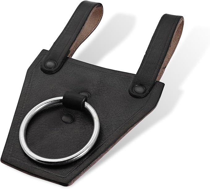 Armory Replicas - Ring Leather Universal O-Ring Medieval Style Axe Holder Belt Frog - Hand Crafted Genuine Leather Costume Weapon Holster Holder