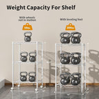 Golpart Small 3 Tier Shelves Storage Wire Shelving Unit Metal Shelf Adjustable Organizers Storage Shelving with Wheels for Bathroom Laundry Room Kitchen Pantry12”D x 18”W x 30.7”H White