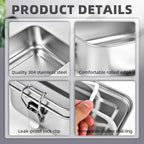 4 PCS Stainless Steel Bento Box 1200ml, Metal Lunch Box Food Containers, Steel Lunch Container for Home, Work, Camping