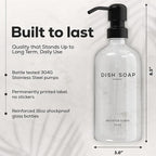 Clear Glass Hand and Dish Soap Dispenser Set by Brighter Barns - Kitchen Soap Dispenser Set & Pump - Glass Bottles for Kitchen Sink - Neutral Home Decor, Modern Farmhouse Bathroom Accessories (Clear)