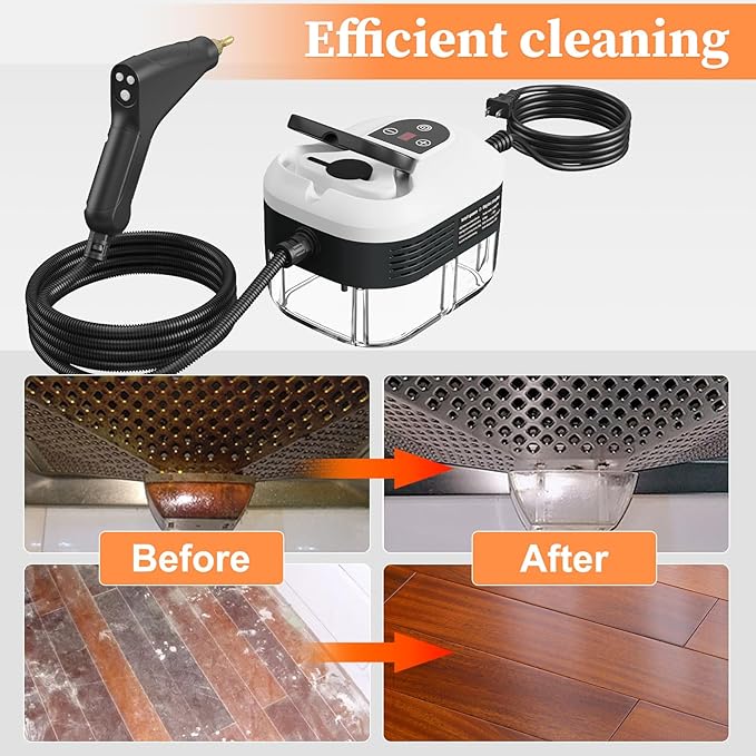 Steam Cleaner, Handheld Steam Cleaner for Home Car Furniture Bathroom, 2500W High Pressure Steam Cleaner, 1.2L Water Capacity, 6 Adjustable Speeds, 4 Brush Heads, Steamer for Cleaning (White)