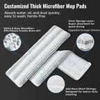 Mop and Bucket Set, Flat Mop and Bucket System with Separate Dirty and Clean Water, 3-Compartment Wall Cleaner Mop, Flat Mops for Floor Cleaning with 8 Microfiber Pads
