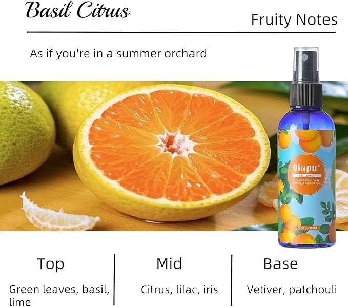 Natural Bedroom Linen Spray Scented Room Mist with Plant Extracts Long Lasting Freshness for Sheets, Pillows & Curtains – 4oz 4Bottle（Cherry Blossom + Citrus + White Peach + Gardenia）