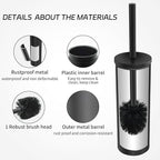 Stainless Steel Toilet Brush with Holder Set for Bathroom Storage and Organization Toilet Bowl Cleaner Brush and Holder (1, Black)