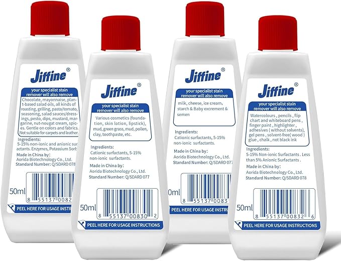 4 Pack 50ML 1.7 Fl Oz Stain Remover Clean Up Combo Set Spot for Various cosmetics,Fat &Oil,Marker & Ink,Blood & Protein