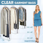 BALEINE 40'' Clear Garment Bags, 10.5'' Wide PEVA Suit Bag for Closet Clothes Dresses Suit Coats Storage (Clear, 1PK)