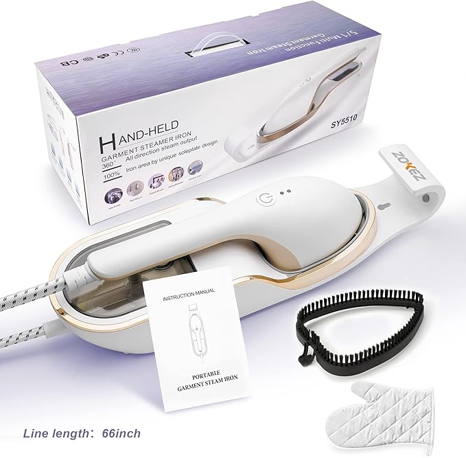 Handheld Steamer for Clothes, 1500W Extra Large Soleplate, 330ml Detachable Tank, 2-in-1 Horizontal & Vertical Use, Fabric Wrinkles Remover, No Water Leak and Auto-Off