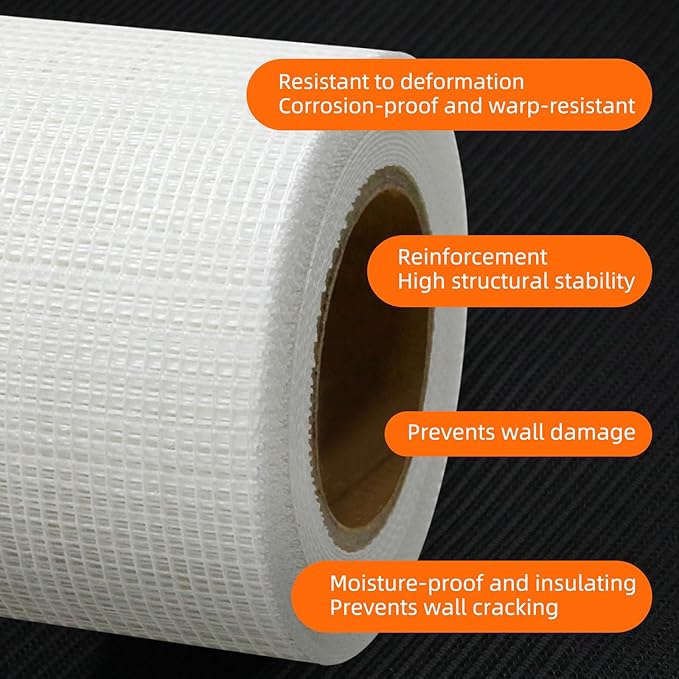 QILIMA Self-Adhesive Fiberglass Drywall Joint Tape Mesh for Wall Patch, 6 Inch by 75 Feet White