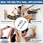 60 PCS Self-Drilling Drywall Anchors with #8 x 1-1/4" Screws – Heavy-Duty Zinc Alloy Anchors Kit for Drywall, Sheetrock & Hollow Walls, No Pre-Drilling Needed