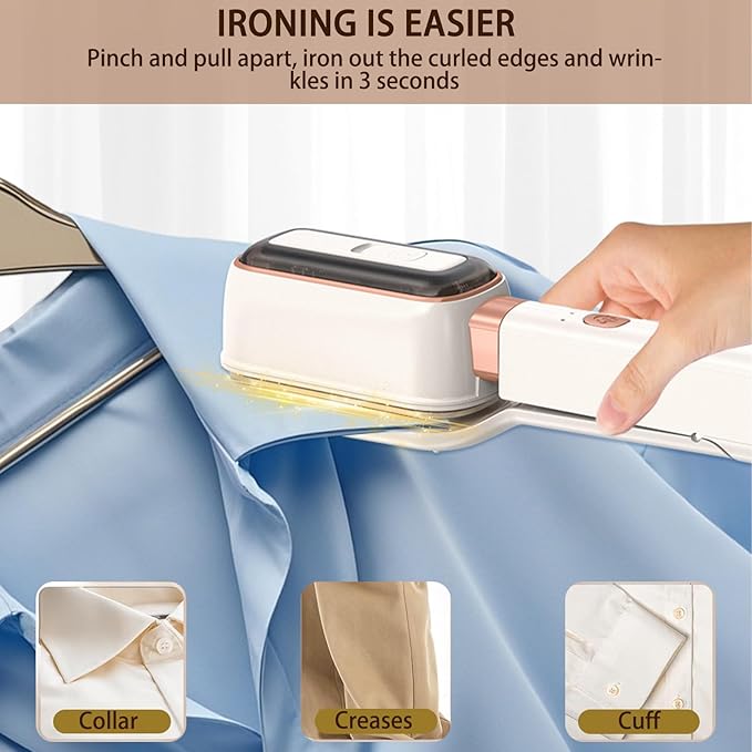 Steamer for Clothes 1000W， 180 °Rotating Head Clamp Ironing Multifunctional Steam Iron，Portable Wet Dry Handheld Wrinkle Remover Suitable for Home, Travel & Dormitory (White)