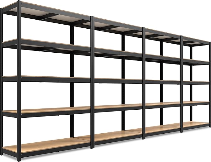 HOMEDANT House 48" Wide Boltless Heavy Duty Garage Storage Shelving Adjustable 5-Tier Metal Shelves Laminated Organization Shelf Industrial Utility Rack for Pantry Warehouse Office Store 4Pack