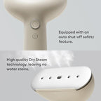 Steamery Handheld Clothes Steamer Cirrus 3, 1200W, US Plug, Heated Ironing Plate, Fast Heat Up, Garment Wrinkle Remover, Beige