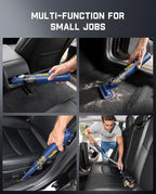 Fanttik Slim V8 APEX Car Vacuum, 4-in-1 Portable Mini Cordless Vacuum with 19000pa Suction Power, Type-C Charge, 2 Suction Modes, Handheld Vacuum for Small Jobs, Car, Office Desk, Keyboards (Blue)
