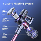 Lubluelu Cordless Vacuum Cleaner,25000Pa Cordless Stick Vacuum with 235W Brushless Motor, 50min Runtime, Detachable Battery, Self-Standing Vacuum for Hard Floor, Carpet, Pet Hair