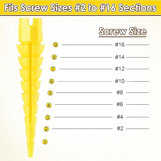 15 Pcs Wood Anchor, Stripped Screw Hole Repair Kit for Wood, Wall, Door, Wall Anchor, Fixing Stripped Screw Holes, Fits Wood Screws Sizes #2 to #16, Screw Holes from Stripped to Gripped