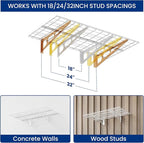 LEXIMOUNTS 2-Pack 2x4ft Garage Shelving with Hooks, 24-inch-by-48-inch Wall Shelf Garage Storage Racks Floating Shelves, White