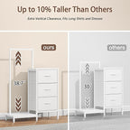 Dresser for Bedroom with Hanging Rack, 3 Drawers Dresser for Bedroom - White