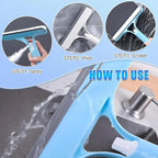 3 in 1 Window Cleaning Scraper with Spray, Scrubber and Shower Squeegee for Glass Doors, Mirrors, Car and Home, All-Purpose Window Cleaner Tool (White)