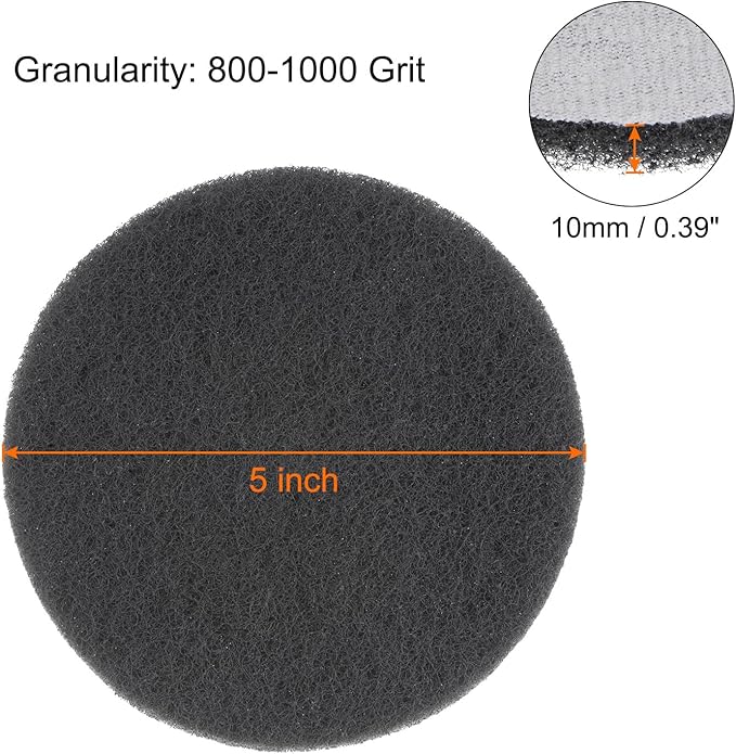 HARFINGTON 10pcs Drill Power Brush 5 inch Tile Scrubber Scouring Pads Grey Scrubber Pads for Bathroom Kitchen Household Cleaning