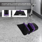 Broom and Dustpan Set, Large Household Dustpans and Broom with 55 Inch Long Handle, Pueple Broom with Dustpan Combo Set for Home