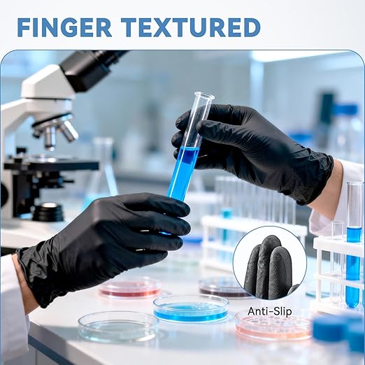akgk Nitrile Gloves, 100 Pcs Disposable Black Nitrile Gloves X-Large, Cleaning Gloves for Cooking, Household & More, Powder-Free, Latex-Free