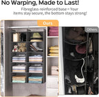 ALLTIDYUP Grey 5-Tier Hanging Closet Storage Organizer - Space-Saving Dual-Row Foldable Shelves with 3 Hooks, Wardrobe Organizer for Dorm, Bedroom, Clothes and Accessories