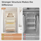 STORAGE MANIAC 6-Shelf Hanging Closet Organizer and Storage, 2 Separable 3-Shelf Haning Organizers for Closet, Collapsible Hanging Shelves Wardrobe Organization, College Dorm Room, Nursery, Beige