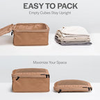 Compression Packing Cubes for Travel - Luggage Organizer Bags - Double Zipper Packing Cubes for Suitcases (6-Pack, Mocha)
