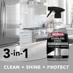 Weiman Stainless Steel Cleaner & Polish, 2 Pack, Anti Fingerprint Spray Stainless Steel Cloth, Water Spots & Grease, No Streaks or Residue, Safe for Metal Polish, Chrome, Appliances, Sinks & Grills