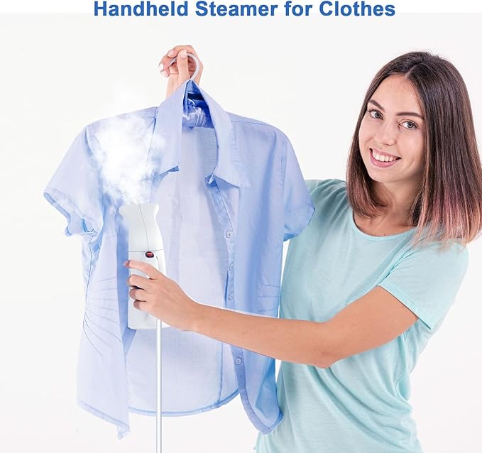 Steamer for Clothes, Travel Handheld Garment Steamer, Portable Clothes Steamer Remove Wrinkle,Ideal for ALL Fabrics,18 minutes Continuous Steam, One button Design, Easy to Use(Bright White)