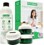Fly Away - Fruit Fly Trap Kit: 3X Reusable Fruit Fly Traps for Indoors + 12 oz. Liquid Bait. Fast Acting. Attractive Design, Perfect for Homes, Bars and Restaurants. 270+ Day Supply. Made in USA