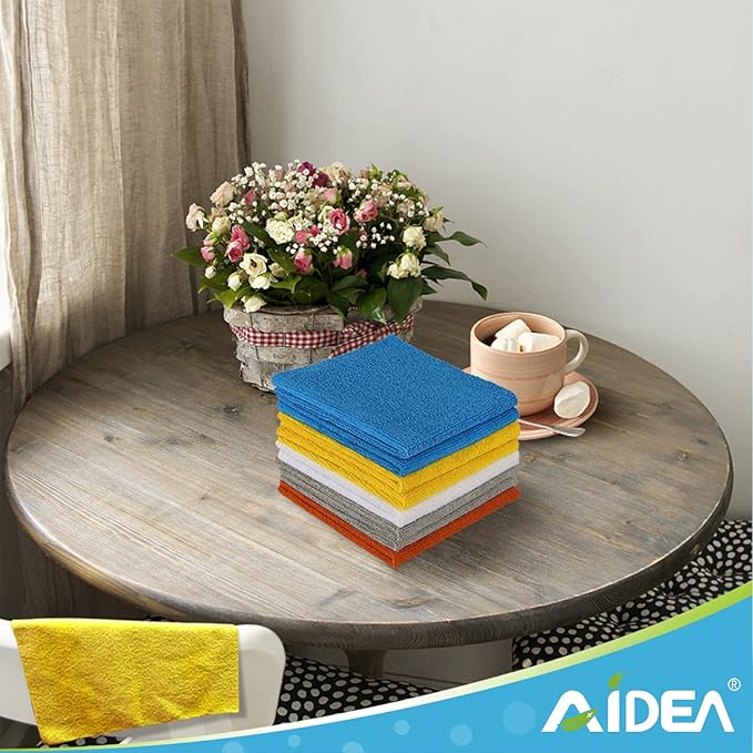 AIDEA Microfiber Cleaning Cloths 100PK, All Purpose Cleaning Supplies, Absorbent Cleaning Rags, Lint Free Microfiber Towels, Wash Cloth for House, Kitchen, Car, Window, 12"×12"