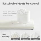 2PCS Water Absorbing Stone Drying Tray Mat For Bathroom Sink & Kitchen Counter Faucet Organizer Decor, Quick Dry Dish Soap Dispenser Sponge Holder, Vanity Sink Caddy Bar Coaster,White-8"*3.8"
