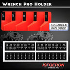 46PC Red Magnetic Wrench Organizers Set for Tool Storage - Modular Wrench Holders with Metric & SAE Labeled Slots, Extra Strength Magnet Base - Workshop & Home Toolbox Organization Gift