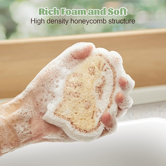 JOYMOOP Cartoon Kitchen Sponge, Non-Scratch Sponges for Dishes, Natural Cellulose Sponges for Cleaning, Reusable Sponge for Household Cleaning - 18 Pcs Mixed Pattern (Kitten, Doggy and Piggy)