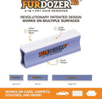 FurDozer Pet Hair Remover & Auto Detailing Tools - Cat & Dog Hair Remover for Carpets, Car Interiors, Couches, Bedding, & Pet Furniture (Purple, X3 PRO - 5" Long)