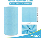 AIDEA Microfiber Cleaning Cloth Roll, 50PK, Blue Shop Towels Reusable Tear Away Paper Towels, Washable Shop Rags, Microfiber Towels for Cars, Lint Free Rags for House, Mechanic, Workshops, 11.5"×11.5"