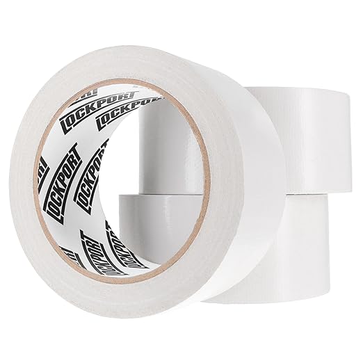 Lockport 3 Pack White Duct Tape Heavy Duty Waterproof,20 Yards x 2 Inch,Strong Adhesive Roll for Indoor & Outdoor Repair,No Residue,Tear by Hand - Duct Tape Bulk Value