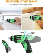 VIGRUE Cordless Screwdriver, Rechargeable Electric Screwdriver with LED Light, Flexible Shaft