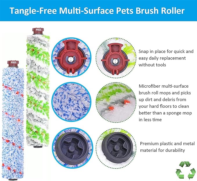 for Bissell CrossWave Pet Pro 2306A CrossWave 1785 Series Replacement Part 1 Pack 2460+1 Pack 1868 Multi-Surface Pet Pro Cleaner Brush Rolls Tangle-Free+4 Pack 1866 Vacuum Filter Part 1613568