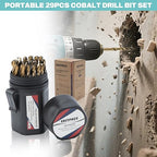 29Pcs M35 Cobalt Drill Bit Set, 1/16 inch-1/2 inch,Twist Jobber Drill Bit Kit for Stainless Steel, Hard Metal and Wood Plastic with Portable Indexed Case