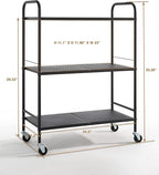 SunnyPoint Metal Rolling Organizer Utility Craft Cart (Large, BLK)