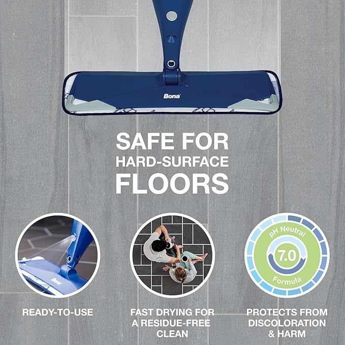 Bona Multi-Surface Floor Cleaner Refill - 64 fl oz - Unscented - Refill for Bona Spray Mops and Spray Bottles - Residue-Free Floor Cleaning Solution for Stone, Tile, Laminate, and Vinyl Floors